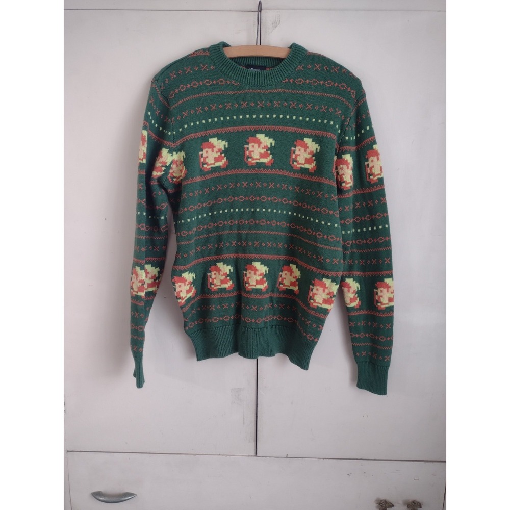 The Legend of Zelda 2016 Link Pixel Ugly Christmas Sweater Sz S Green Nintendo